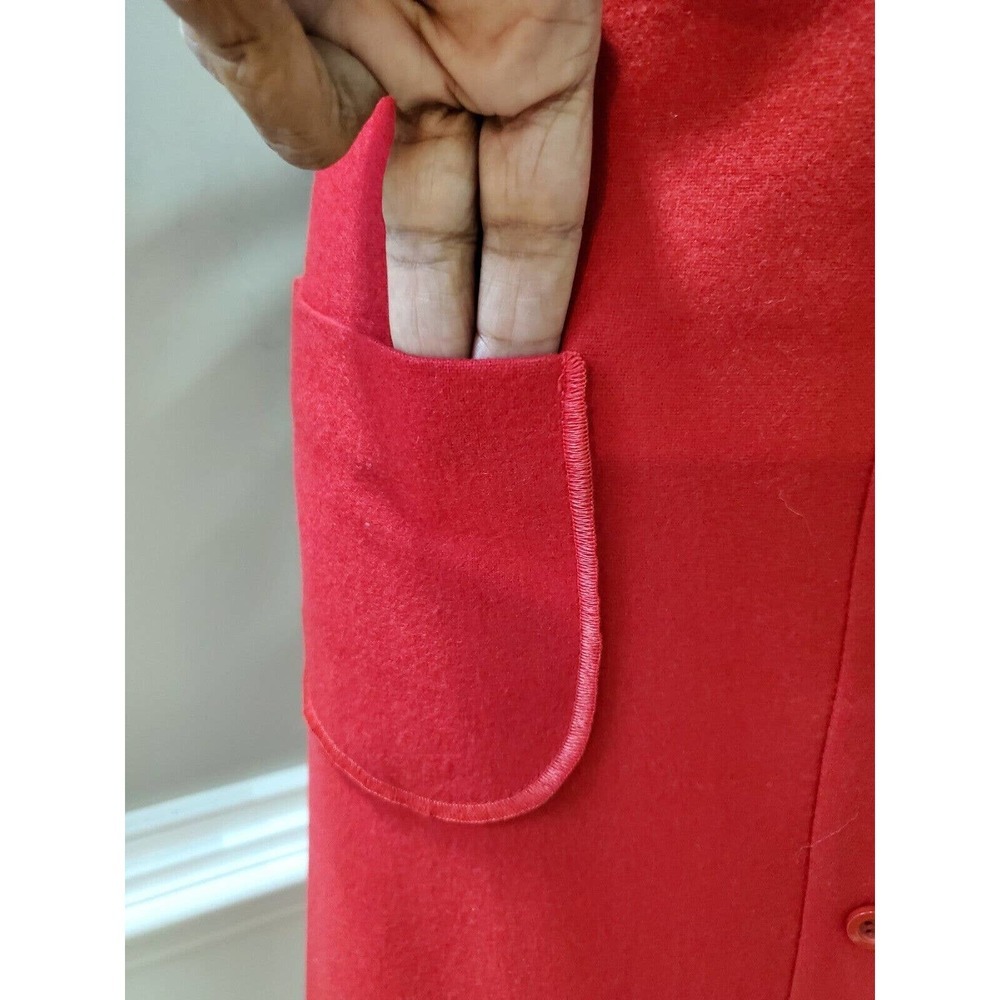 Vtg Dick Schulman Solid Red Polyester Scoop Neck Sleeveless Midi Length Dress 10 View 5